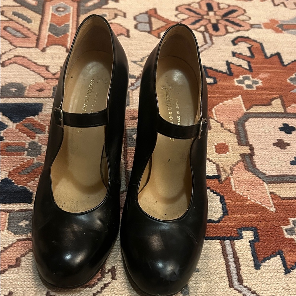 Vintage 90s Comme des Garcons Black Mary Jane Heels Made in Japan - Picture 7 of 7